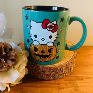 NEW Hello Kitty Halloween Green Double Sided Glitter Pumpkin Mug